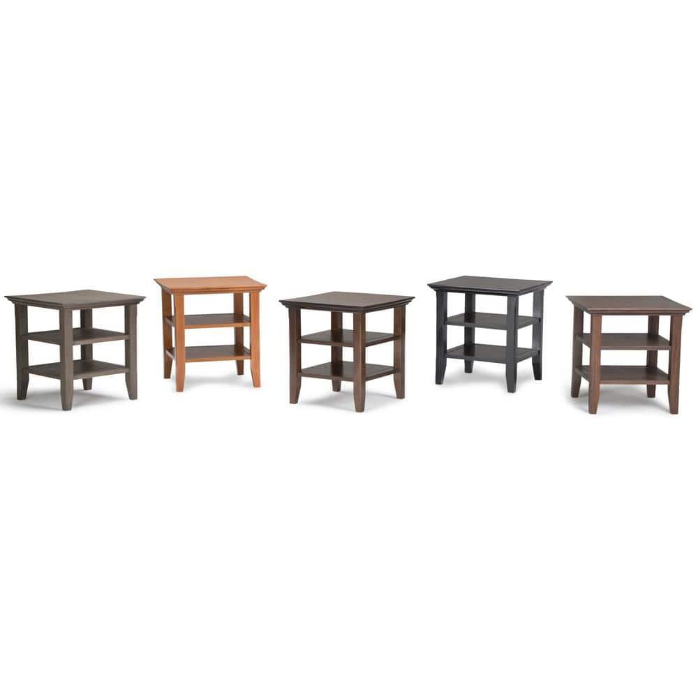 Simpli Home Acadian Solid Wood Transitional Table with Open Shelves