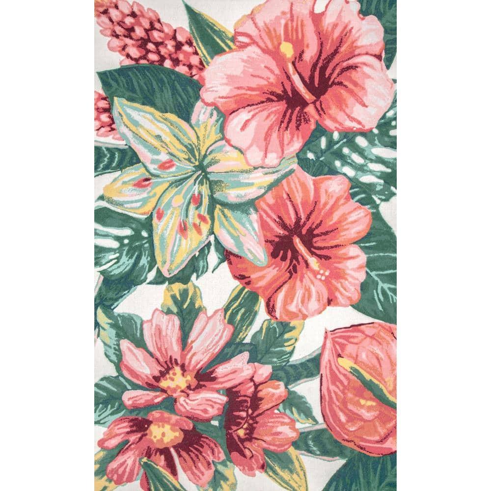 Nuloom Contemporary Floral Sabrina Indoor/Outdoor Patio Area Rug, 4' x 6', Multi