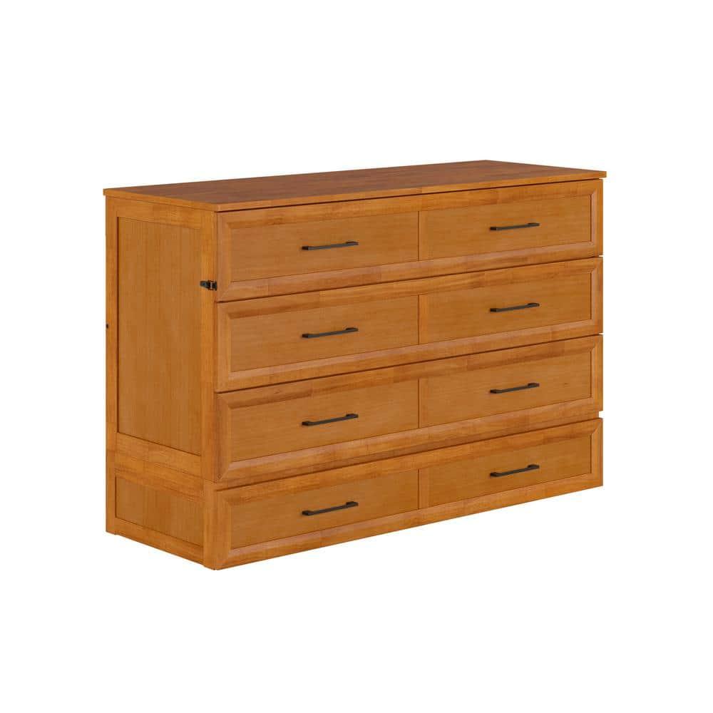 AFI Sedona Queen Murphy Bed Chest with Drawer & Built-in Charger, Light Toffee