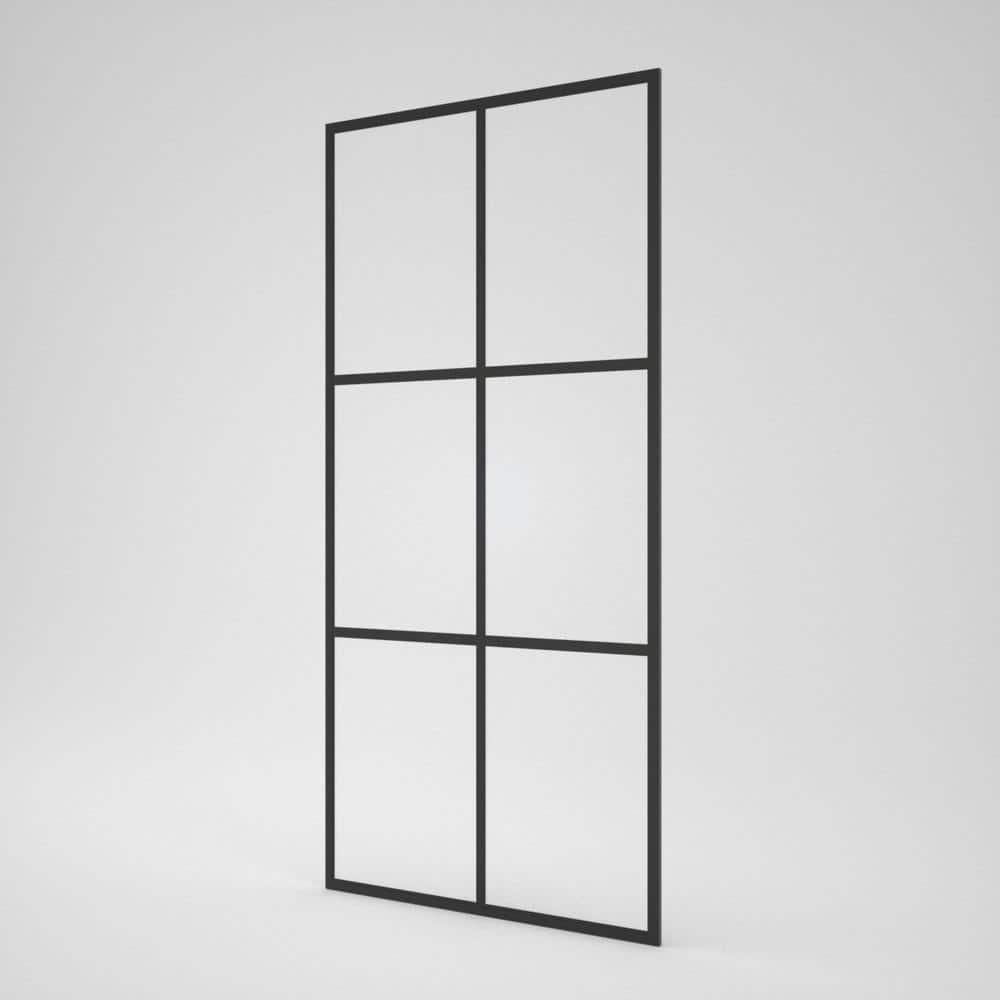 Hermitage Bath Hilma 34 In. W X 72 In. H Fixed Framed Shower Door In Matte Black Finish With Patterned Glass 1010A-HBMB