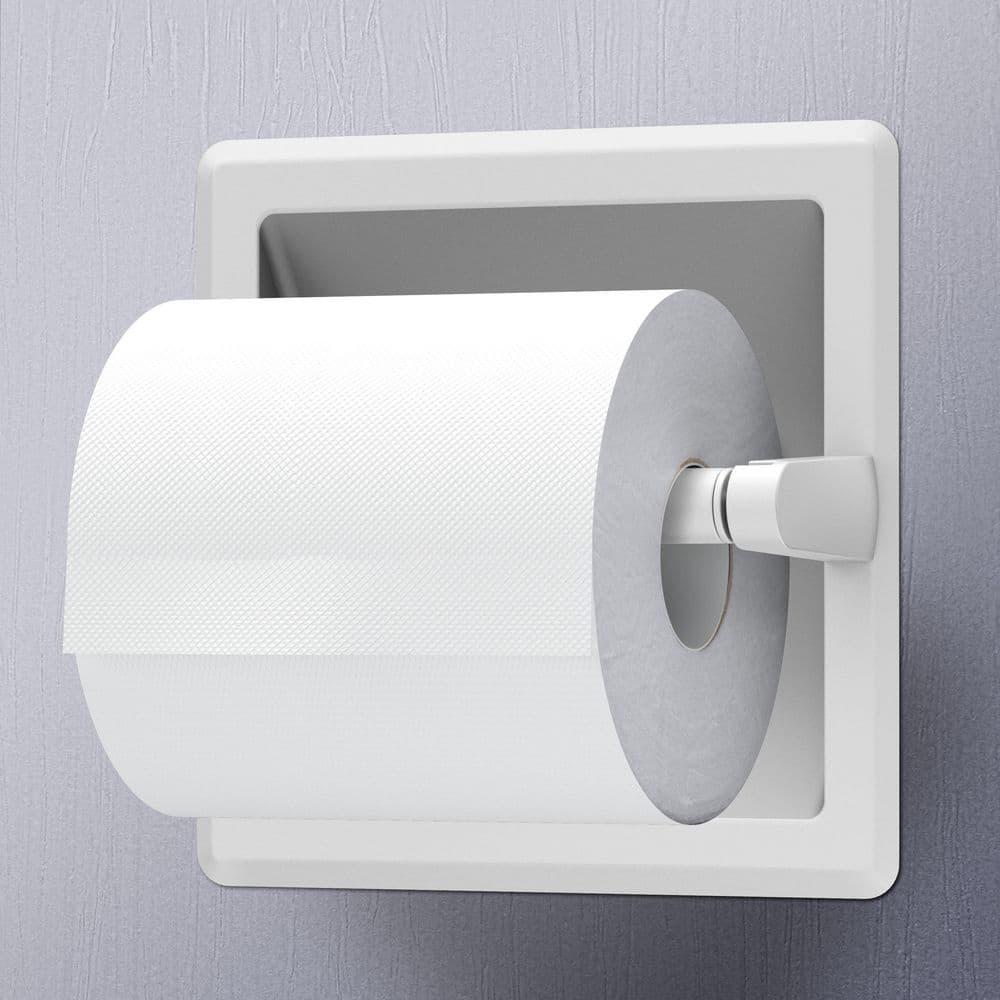 Wall Mounted Recessed Toilet Paper Holder | Pivoting Toilet Paper Roll Holder | Hotel Style In Wall Toilet Paper Holder for Regular Roll