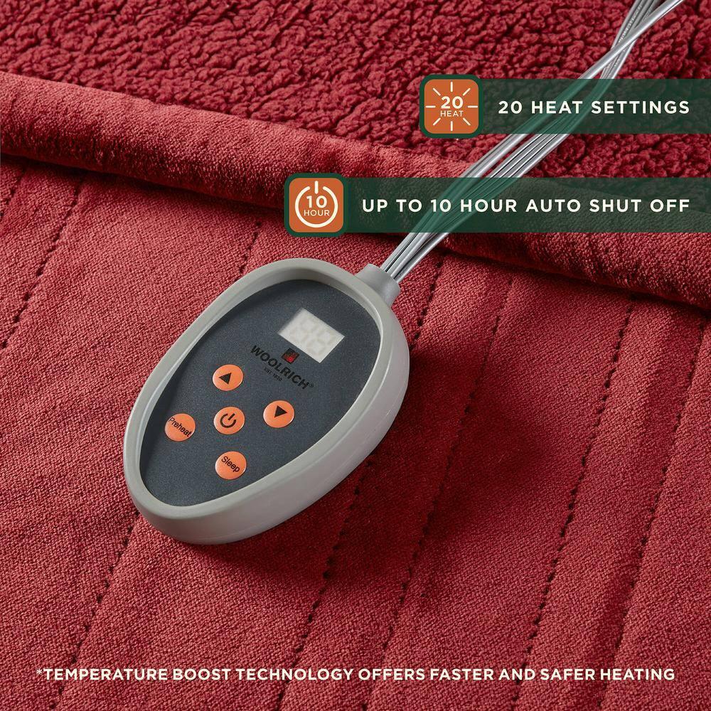 Woolrich Woolrich Heated Plush to Berber Blanket,Garnet,Twin