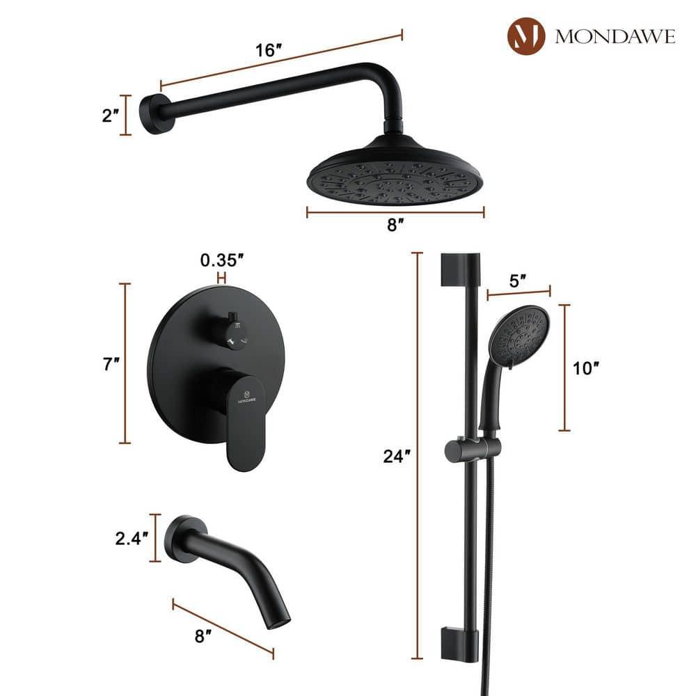 Calliope Wall Mounted 3 Function Retro Shower System with 3 Setting Handheld