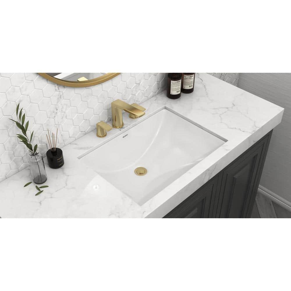 Ruvati 17 x 12 inch Undermount Bathroom Sink White Rectangular Porcelain Ceramic with Overflow