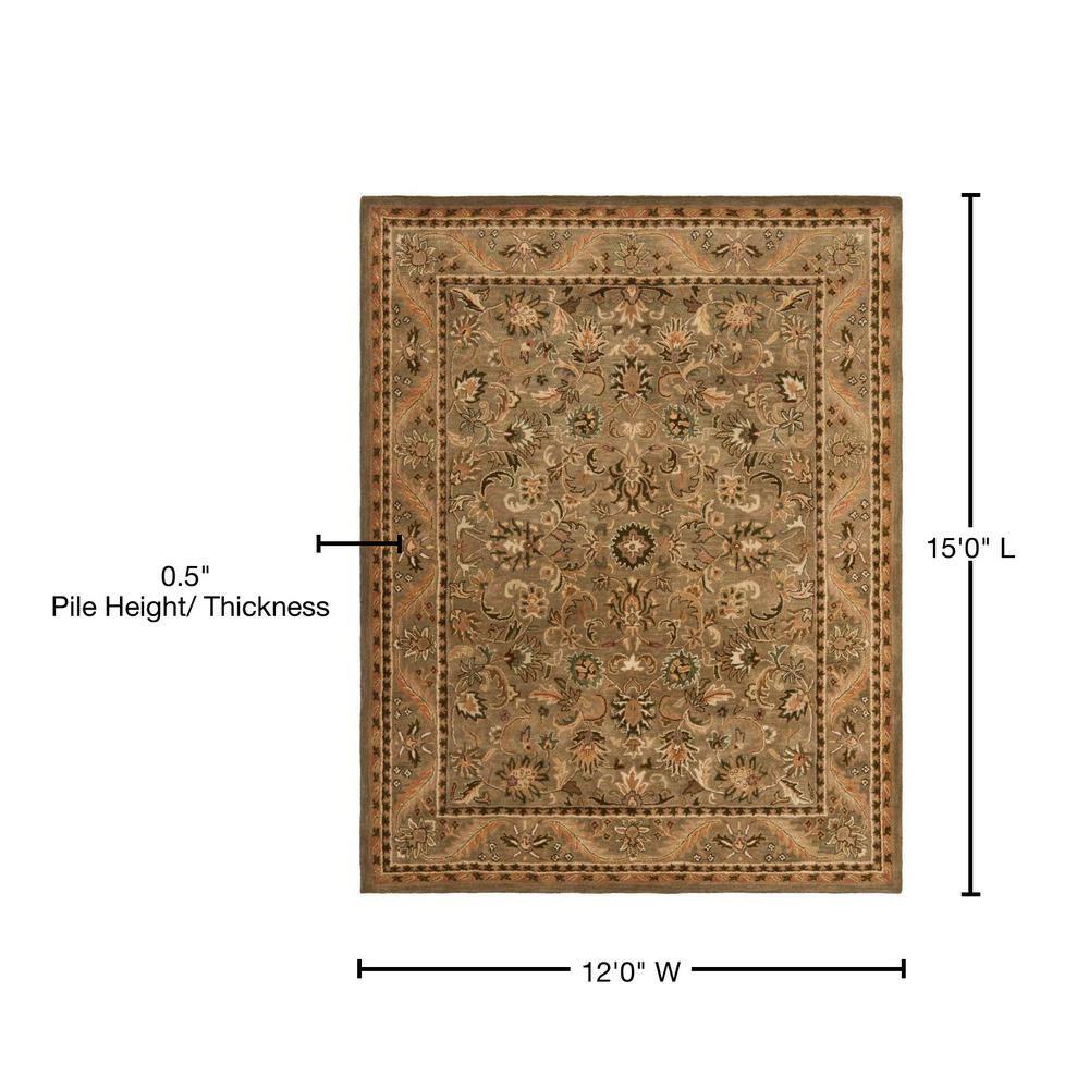 SAFAVIEH Antiquity Carmella Oriental Wool Area Rug, Olive/Gold, 12' x 15'