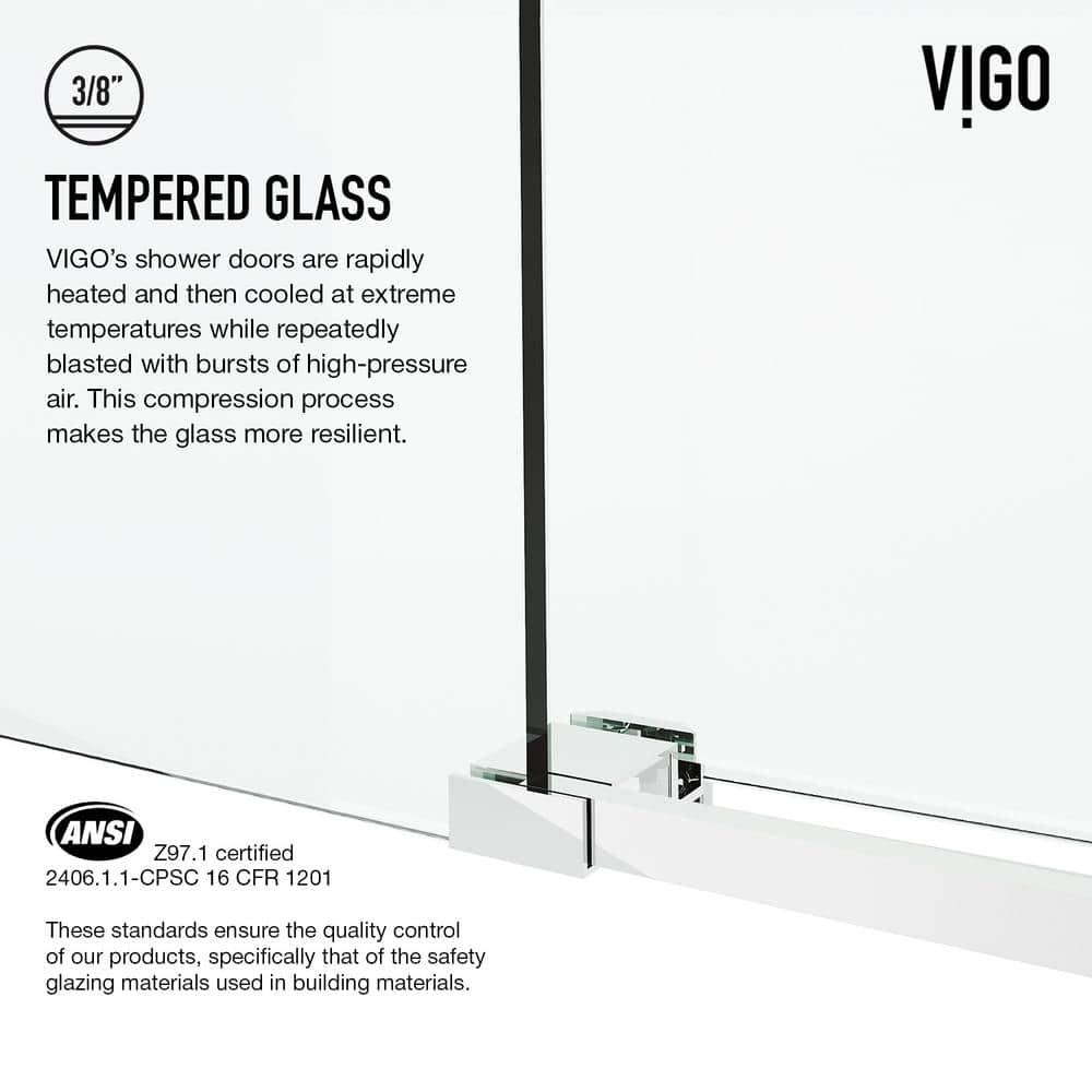 Cass 56-60" W x 66" H Sliding Frameless Tub Door with 3/8" Clear Glass