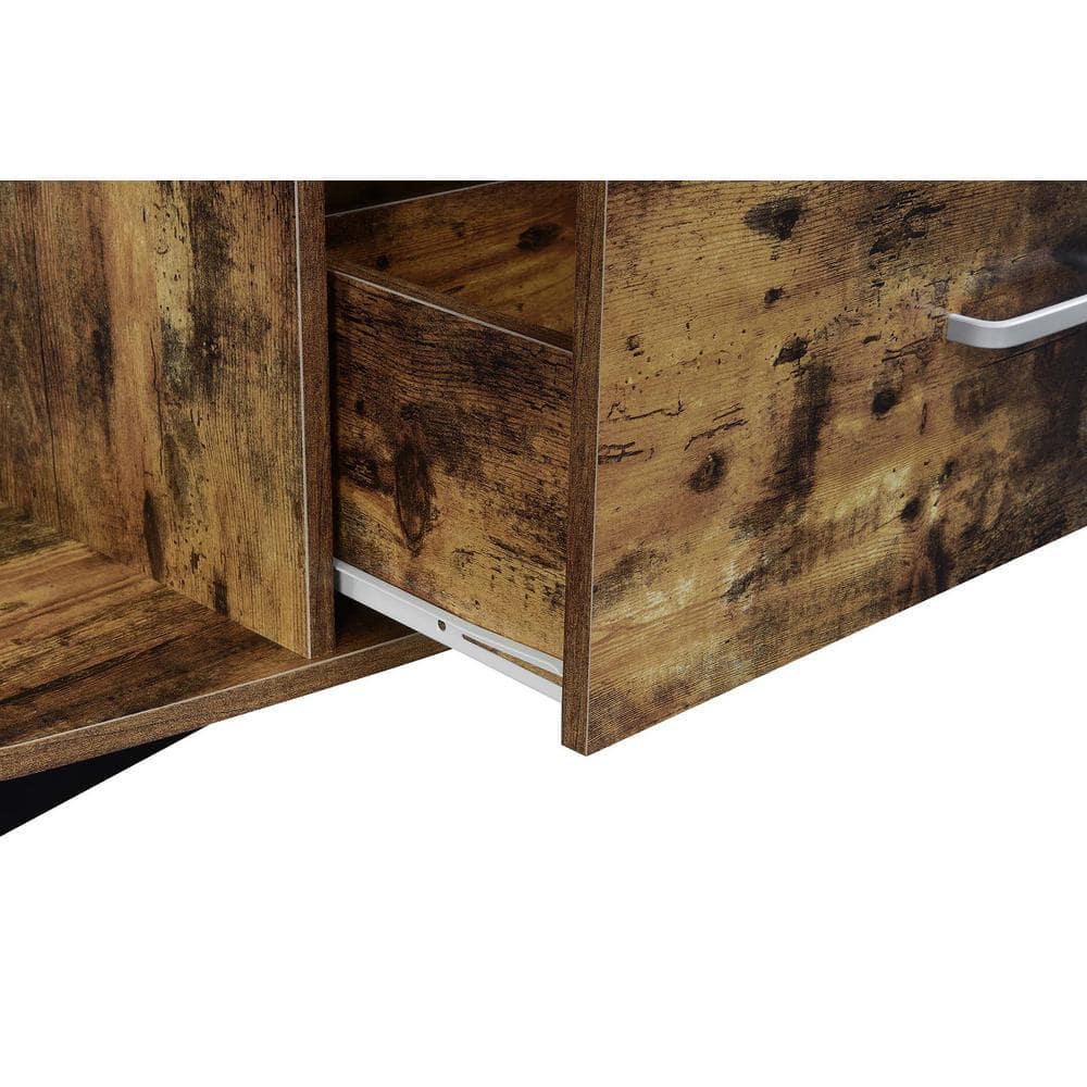 Convenience Concepts Graystone 60 inch 1 Drawer TV Stand with Shelves, Barnwood/Black