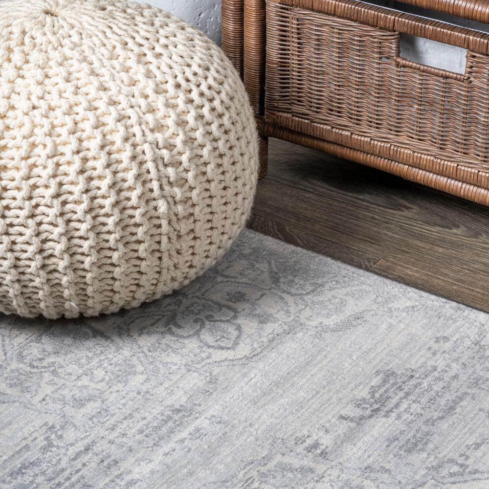 6' x 6' Modern Persian Vintage Moroccan Medallion Area Rug, Light Gray - JONATHAN Y