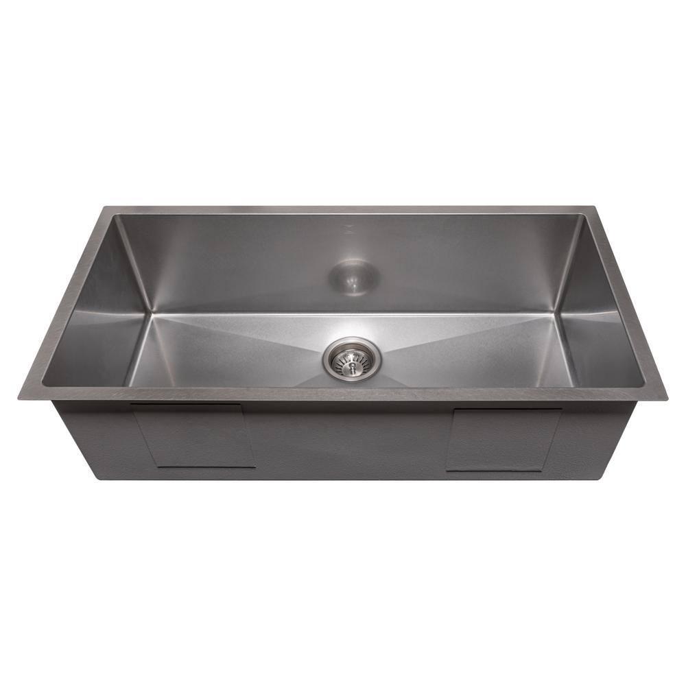 ZLINE 36 in. Meribel Undermount Single Bowl DuraSnow Stainless Steel Kitchen Sink W/ Bottom Grid (SRS-36S)