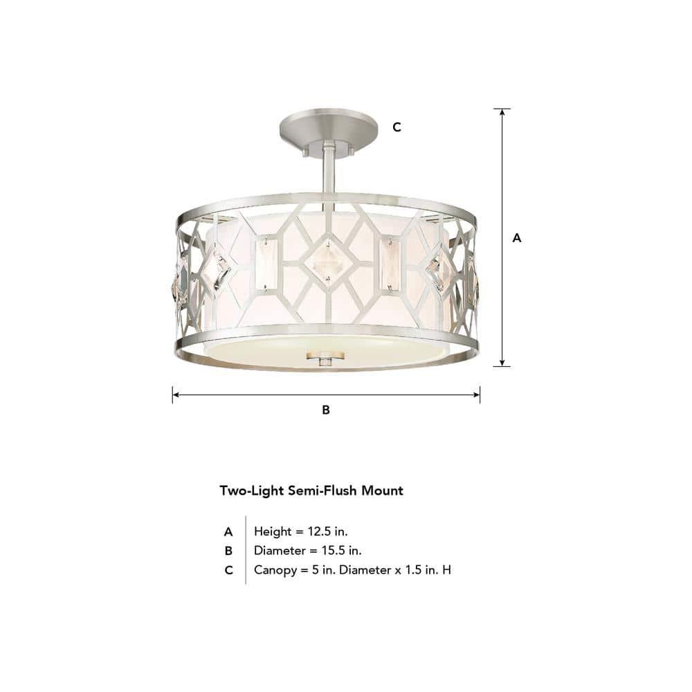 Designers Fountain Brentwood Satin Platinum 2 Light Semi-Flush, 90111-SP