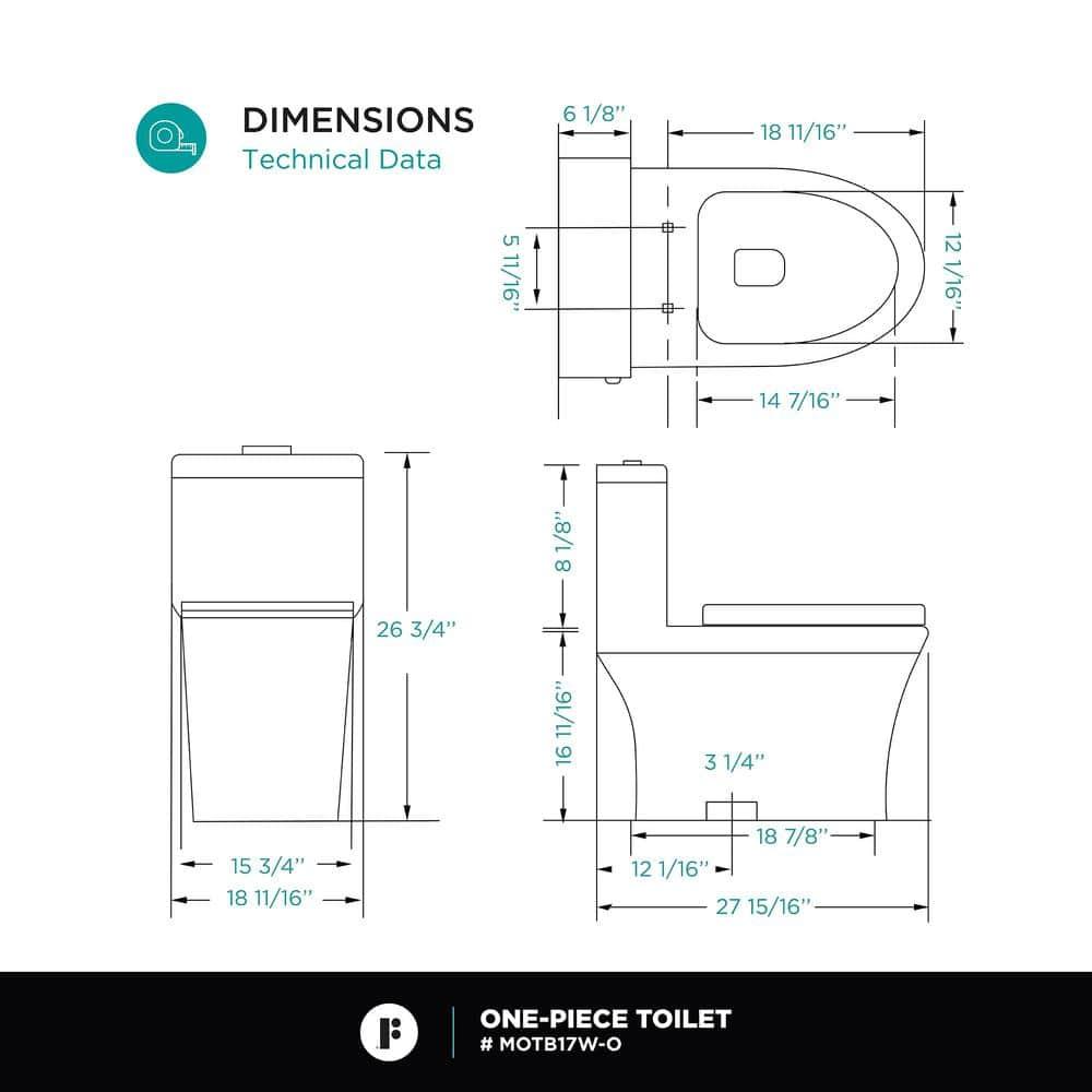 Fine Fixtures 1.6 GPF Comfort Height One-piece Toilet