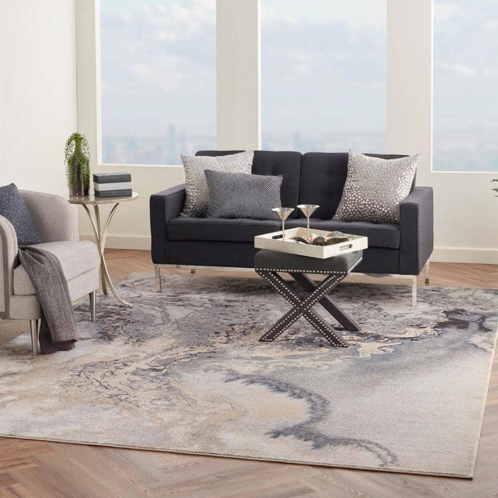 Nourison Maxell Modern Abstract Indoor Area Rug Grey 9' x 12'