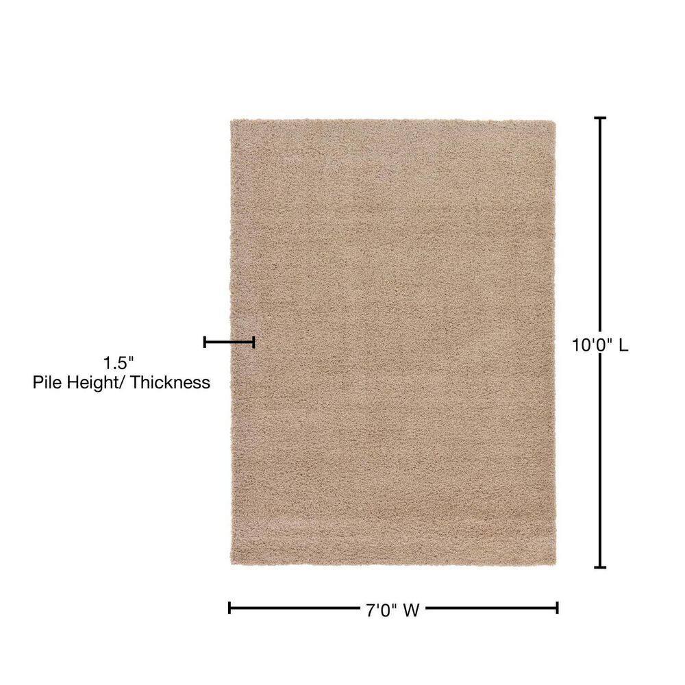 Unique Loom 7' 1 x 10' 0 Rectangle Solid Shag Taupe Area Rug