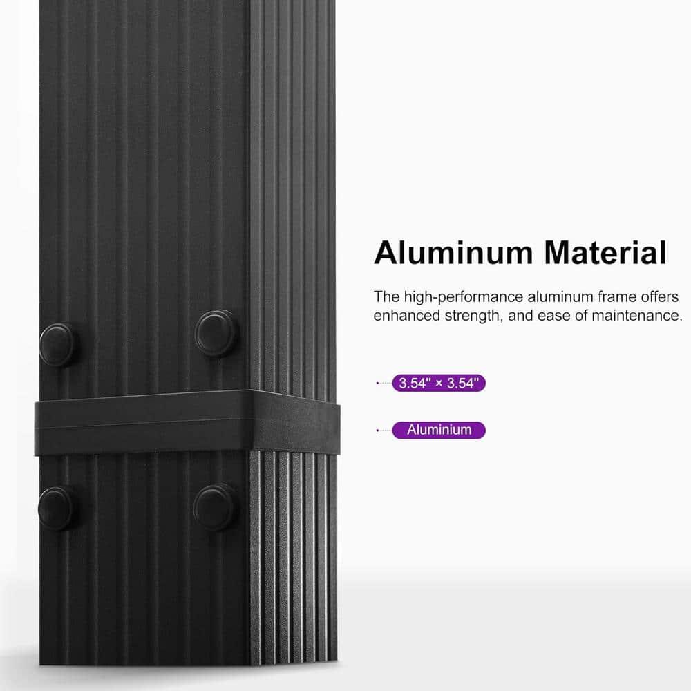 PURPLE LEAF Pergola 9.5' X 13' Outdoor Retractable Pergola Against The Wall with Sun Shade Canopy Aluminum Patio Pergola for Porch Garden Yard, Gray