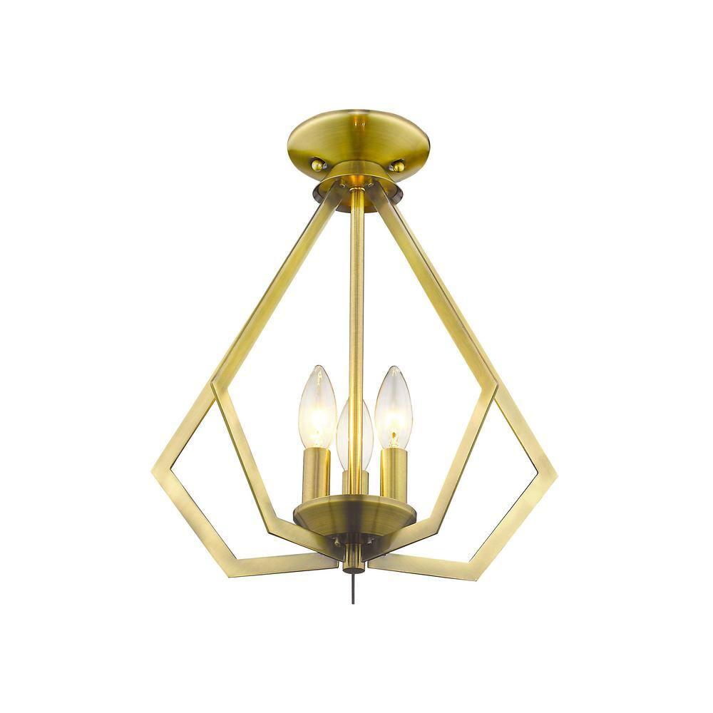 Livex Lighting Prism 3 - Light Chandelier in  Antique Brass