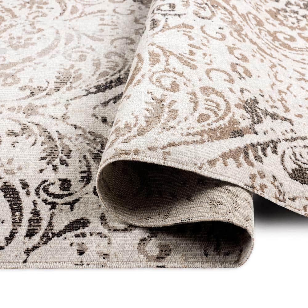 NICOLE MILLER NEW YORK Patio Sofia Juniper Paisley Indoor/Outdoor Area Rug, Ivory/Mustard