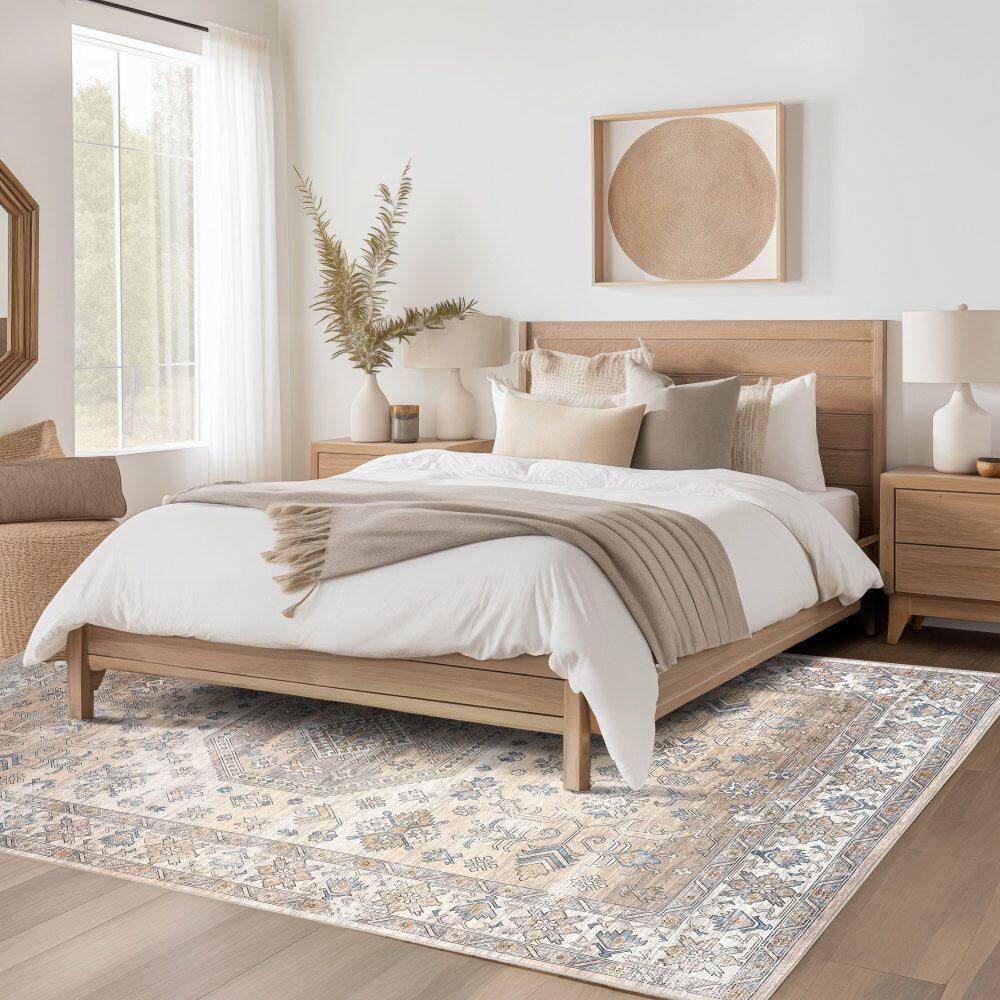 Nuloom Darby Persian Spill Proof Treated Pet Friendly Premium Machine Washable Area Rug, 6' x 9', Beige