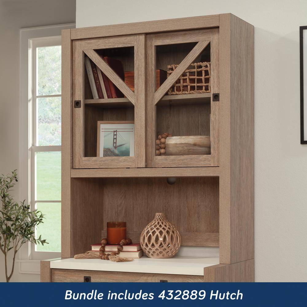 Dixon City Library Base Hutch Ste, Brushed Oak Finish