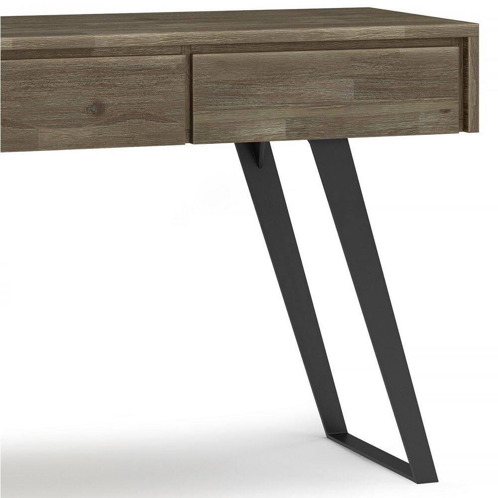 Lowry 60"W Solid Wood Modern Industrial Storage Console Table with 3 Storage Drawers and Metal Legs