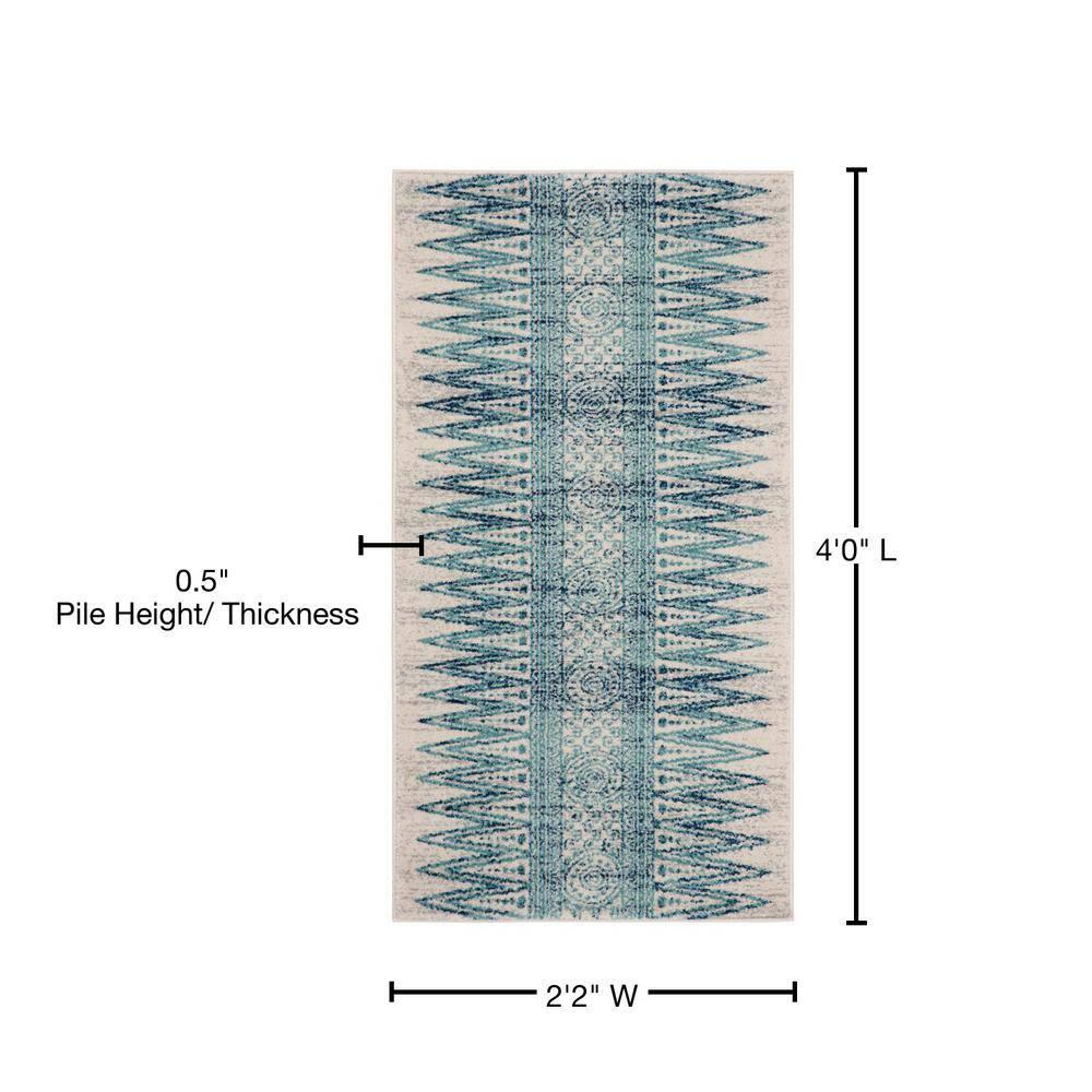 Evoke EVK226 Power Loomed Indoor Accent Rug - Ivory/Turquoise - 2'2"x4' - Safavieh
