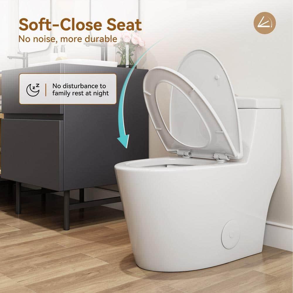 Greta Tornado Powerful Flush One-Piece Toilet, 1.28 GPF Elongated Floor Mounted