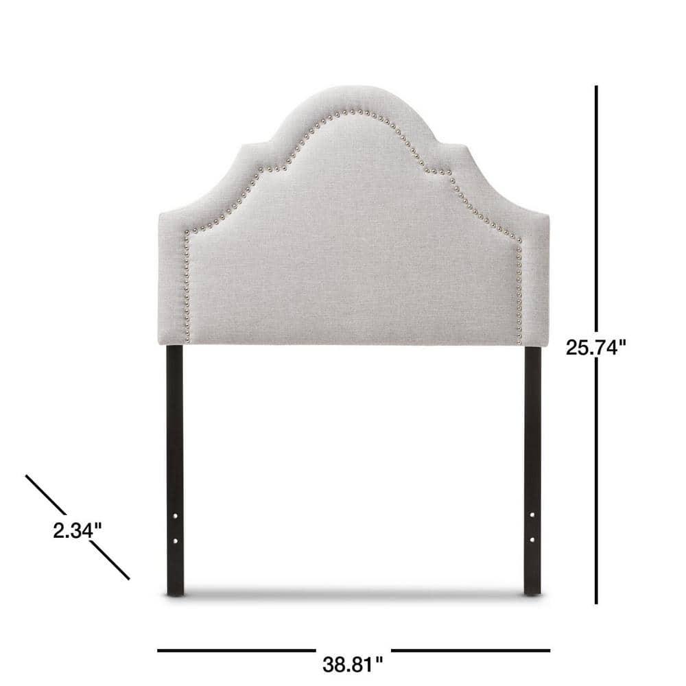 Twin Rita Modern And Contemporary Fabric Upholstered Headboard Grayish Beige - Baxton Studio: Silver Nailhead Trim, Rubberwood Frame