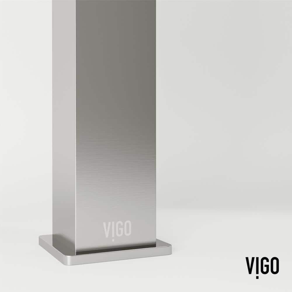 VIGO Dunn Tarragona Gothic 19" L x 14" W x 4" H Rectangular Concrete Vessel Bathroom Sink with 11" H Faucet VGT2085