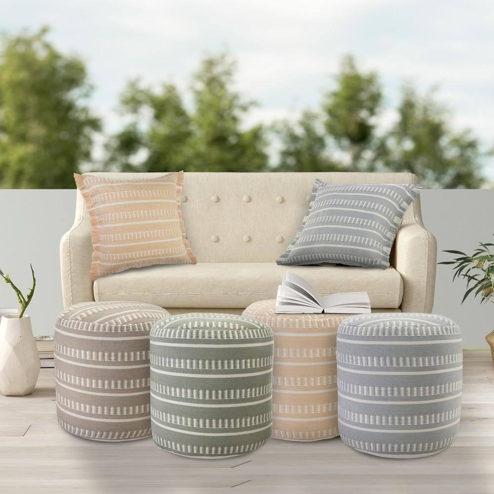 Langley Street® Lebo Coastal Striped Indoor/Outdoor Upholstered Pouf