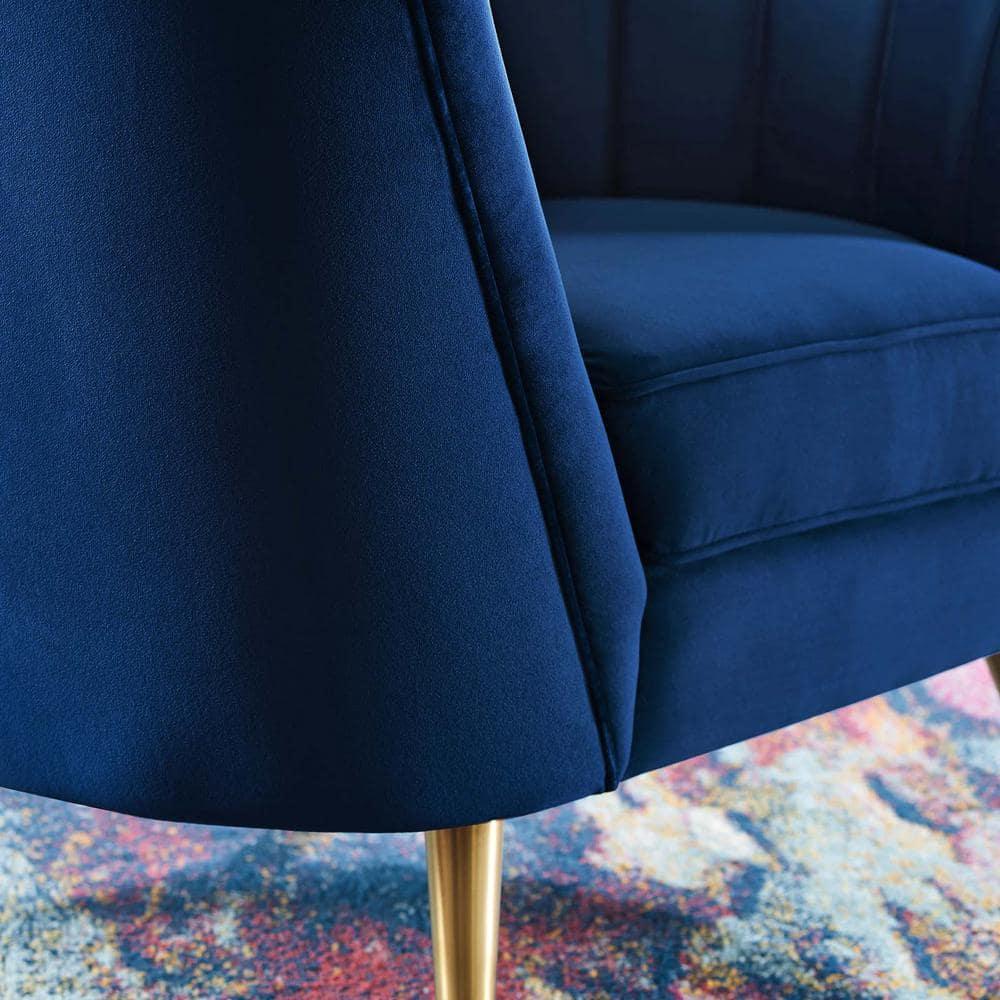 Modway Opportunity Modern Performance Velvet Armchair in Navy Finish