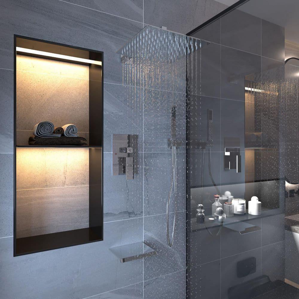 3-Spray Patterns With 2.5 GPM 10 in. Showerhead Wall Mounted Dual Shower Heads With Valve