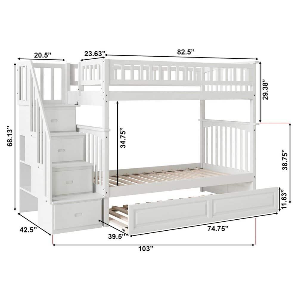 Columbia Staircase Bunk Bed Twin over Twin in Multiple Colors and Configurations