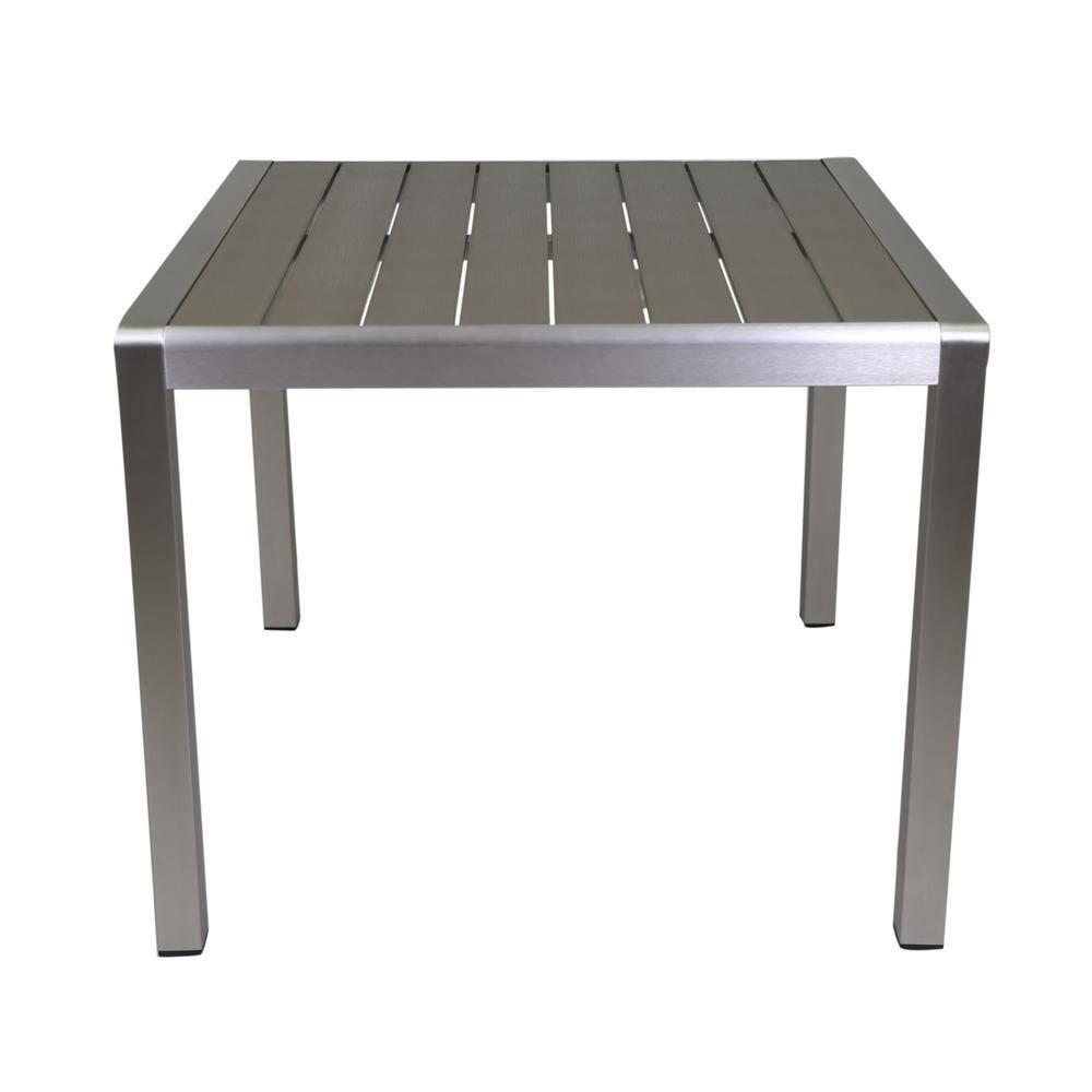Cape Coral Square Aluminum Dining Table - Silver - Christopher Knight Home: Weather-Resistant, HDPE Top, Seats 4