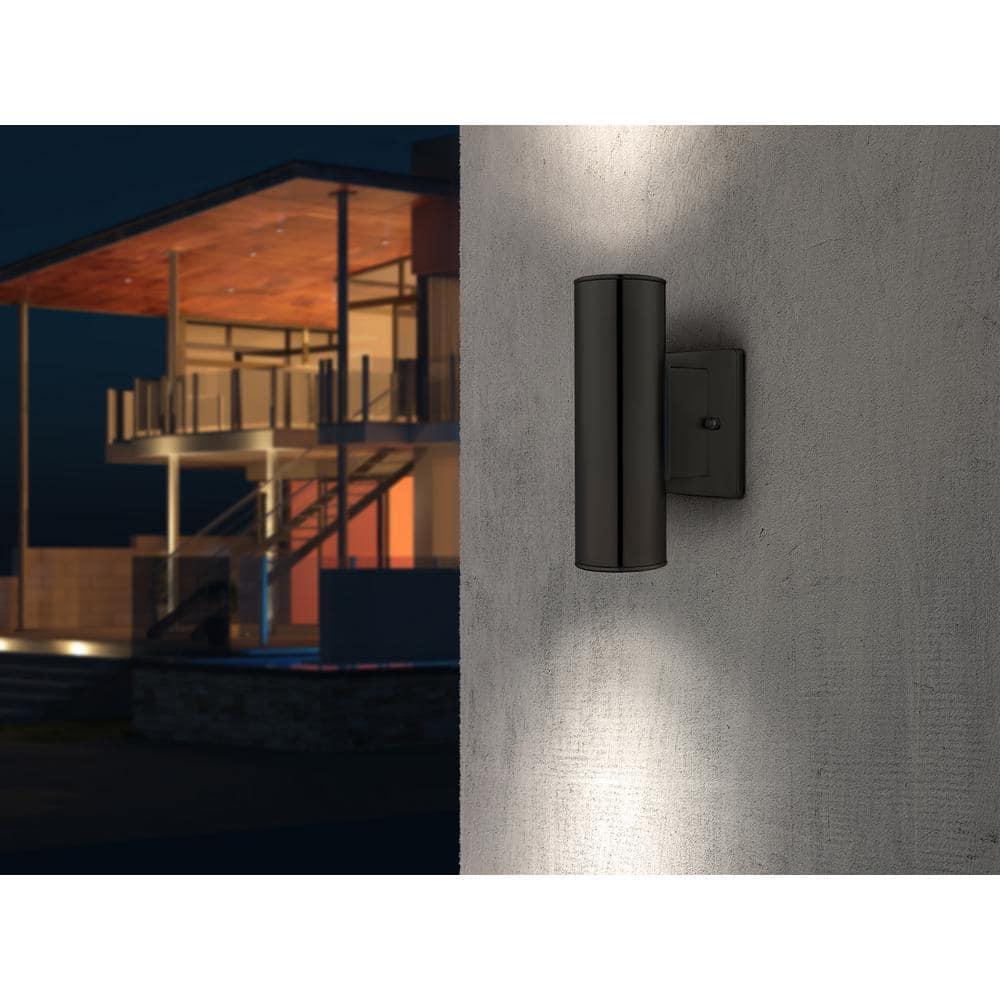 2-Light Riga Outdoor Wall Light Matte Black - EGLO: ETL Listed, Integrated LED, Adjustable Head Tilt, Iron Body