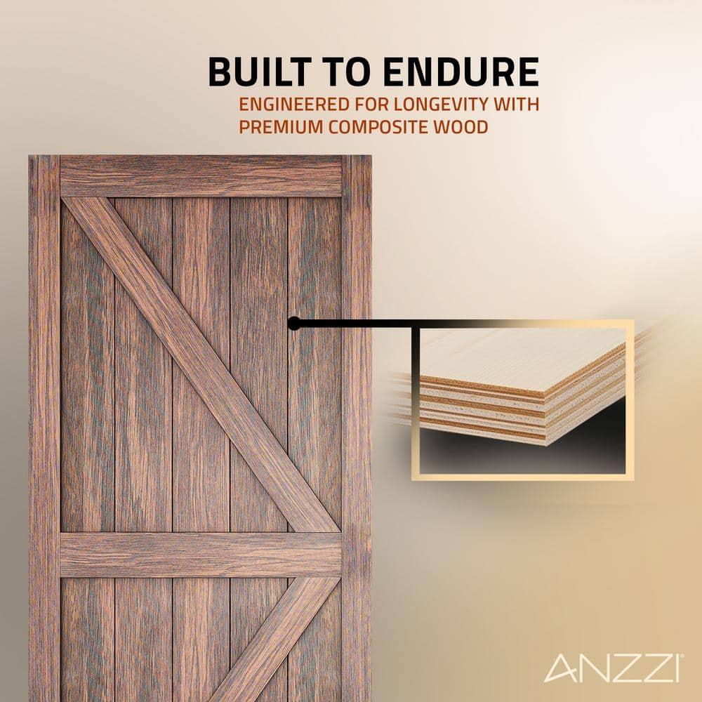 ANZZI ANZZI Heavy Duty Sturdy Wood Single Sliding Barn Door - Solid Core MDF And PVC - Knockdown Design - Hardware Included - Space-Saving Solution
