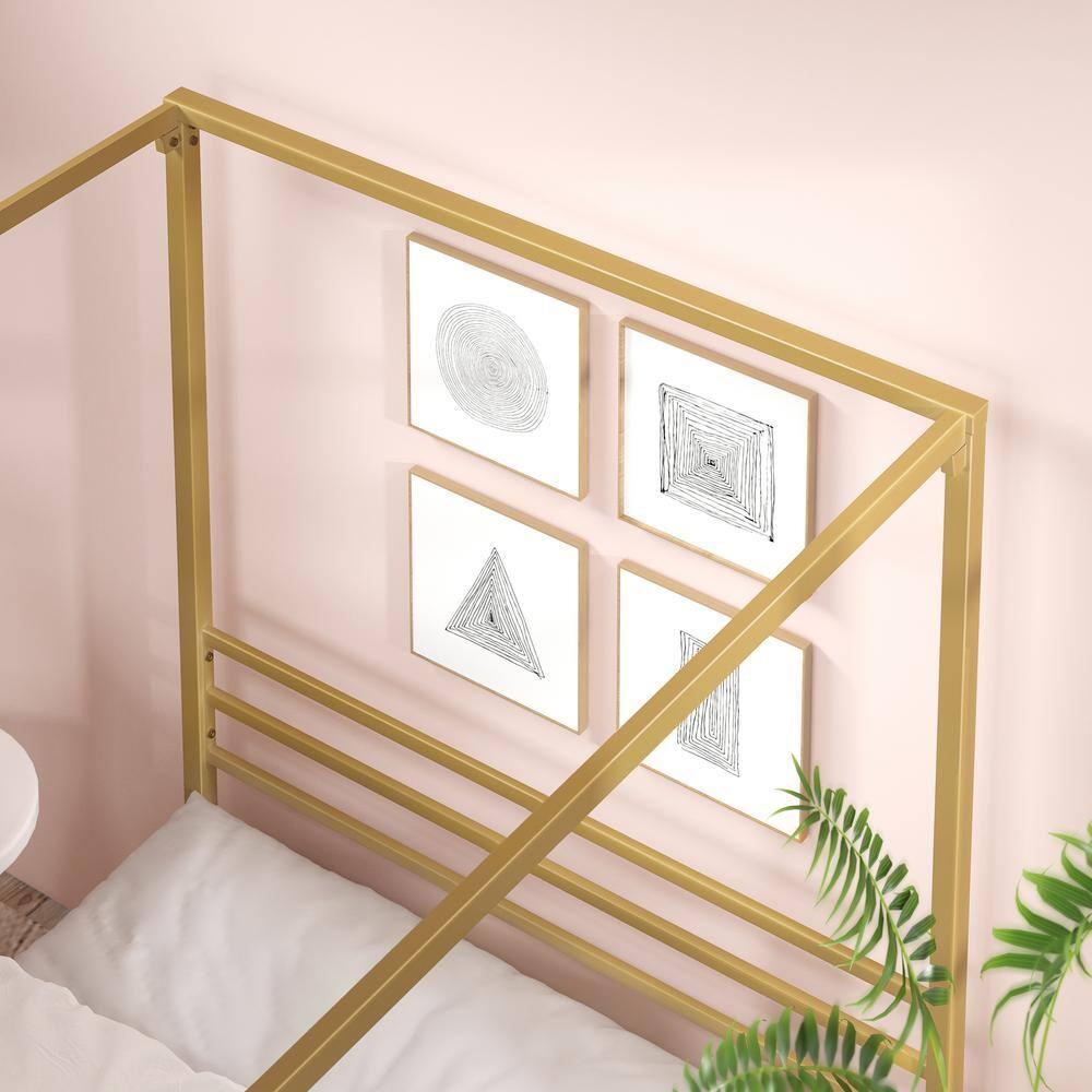 Zinus Patricia 72" Gold Metal Canopy Platform Bed Frame, Full