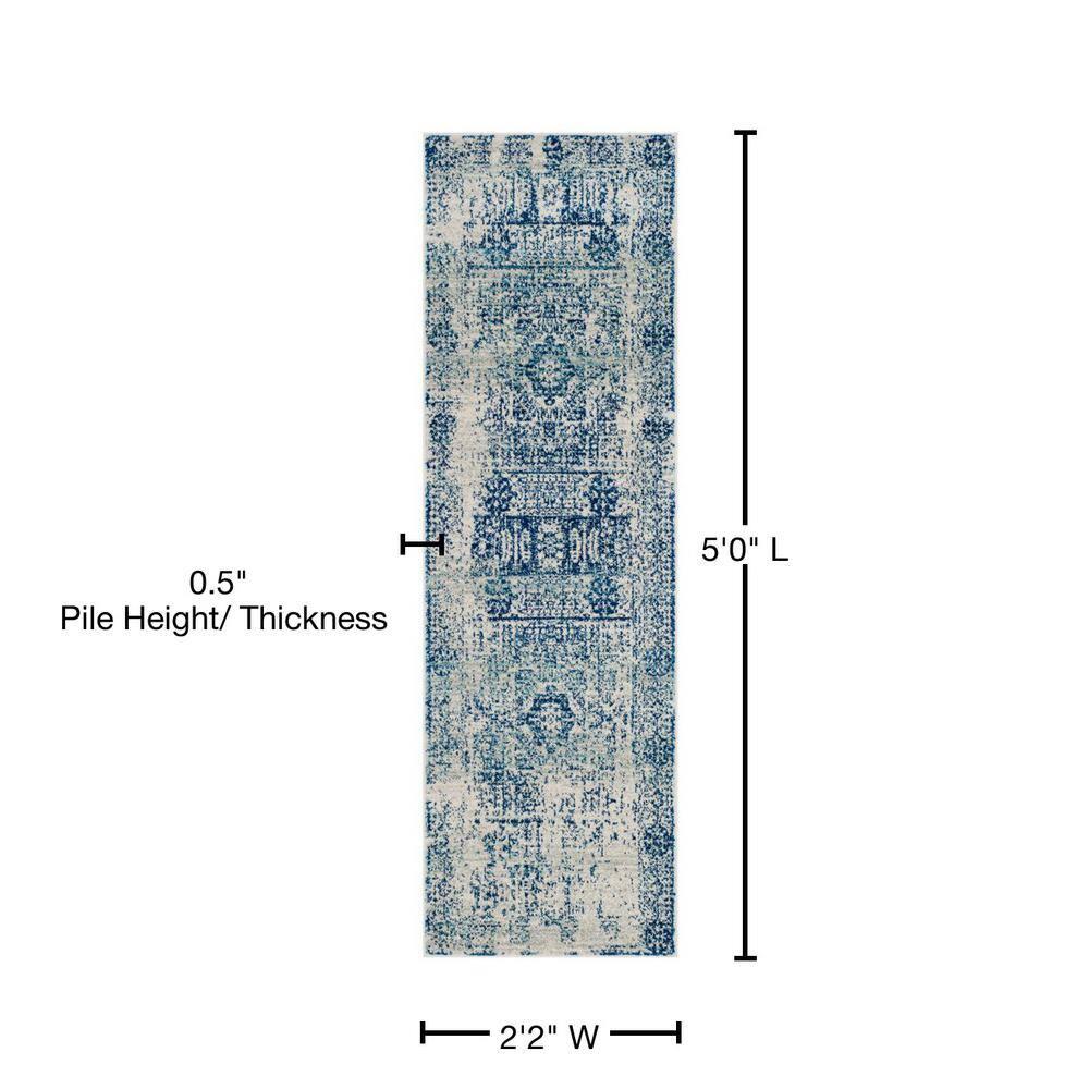 Evoke EVK260 Power Loomed Accent Rug - Ivory/Blue - 2'2"x5' - Safavieh.