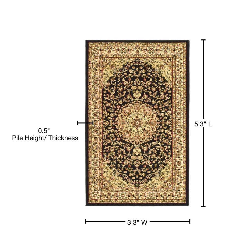 Lyndhurst LNH222 Power Loomed Accent Rug - Black/Ivory - 3'3"x5'3" - Safavieh