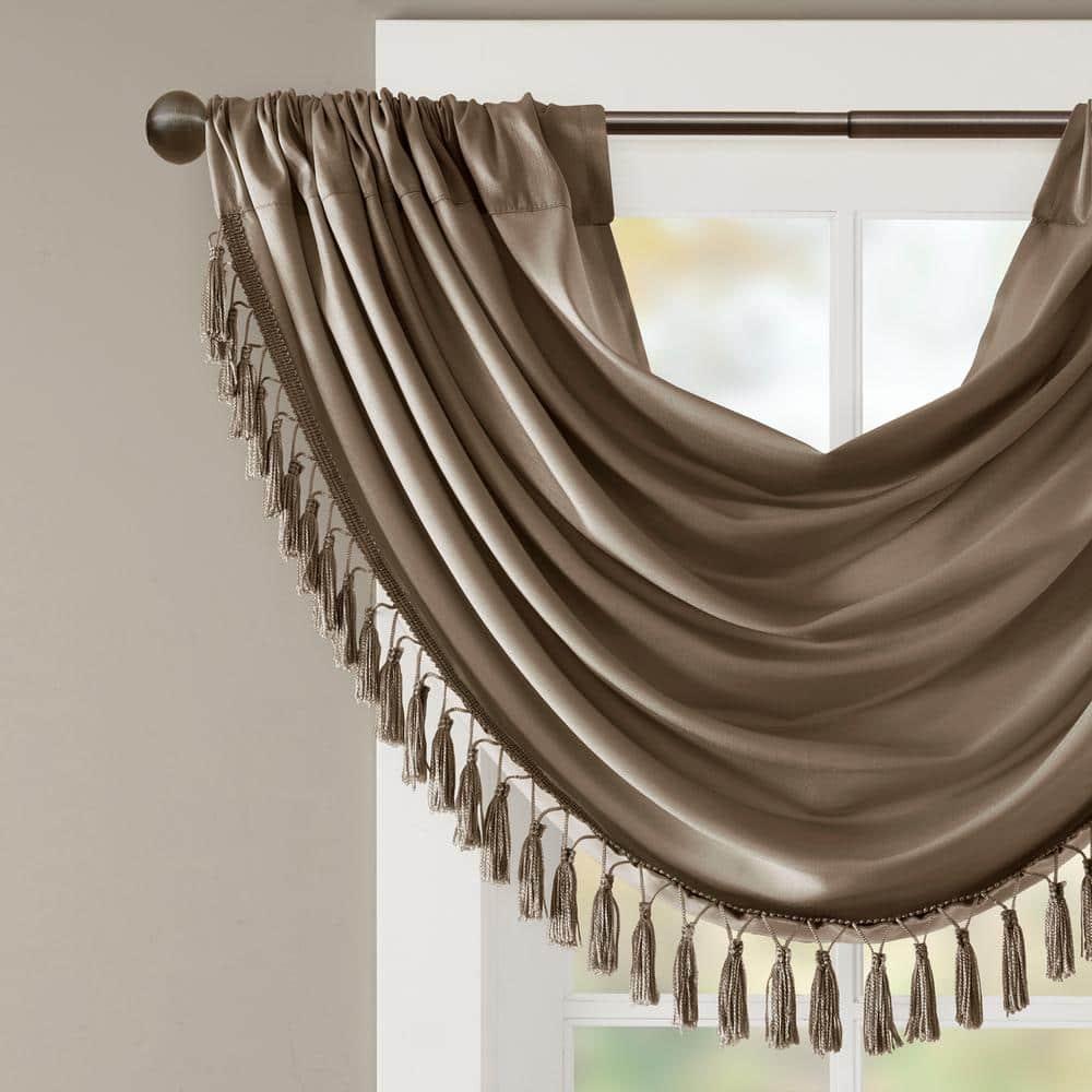 Madison Park Elena Faux Silk Waterfall Embellished 38'' W Window Valance