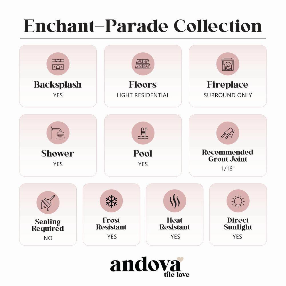 Enchant-Parade Florette Green 4-in. x 12-in. Subway Textured Polished Glass Wall & Floor Tile