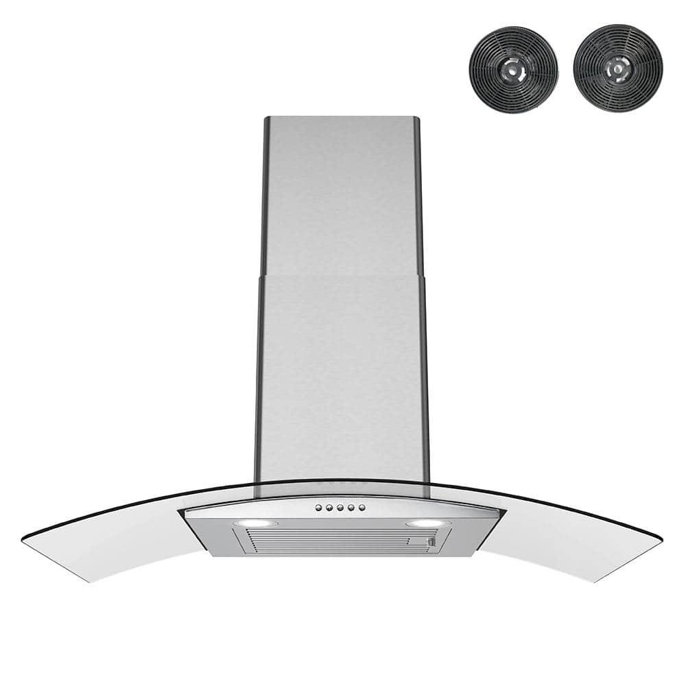 Streamline Largo 36" 220 Cubic Feet Per Minute Ductless Wall Mount Range Hood with Baffle Filter and Light Included