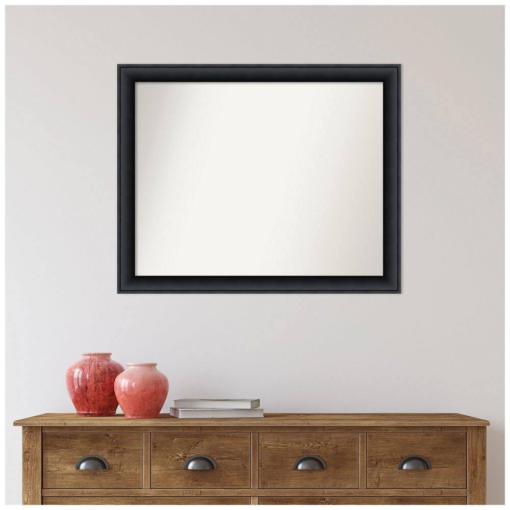 32" x 26" Non-Beveled Nero Black Wood Wall Mirror - Amanti Art: Modern Rectangle, Wall Mount, Includes Hardware