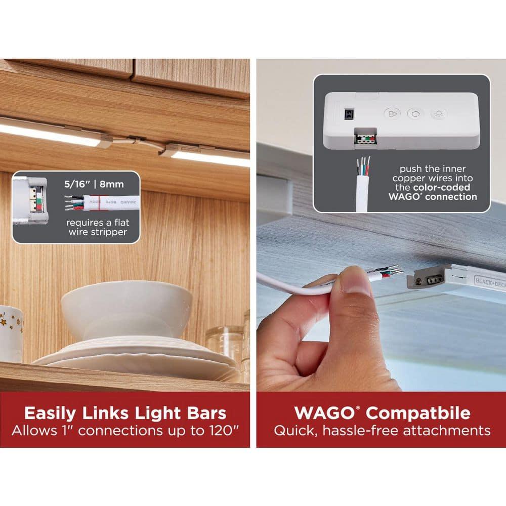 BLACK+DECKER PureOptics Professional Push Wire 25' Jumper Wire Spool for Under Cabinet Lighting, Flat 5/16" or 8mm Cable, 4-Core CL2 Compliant, Non-Metallic, White