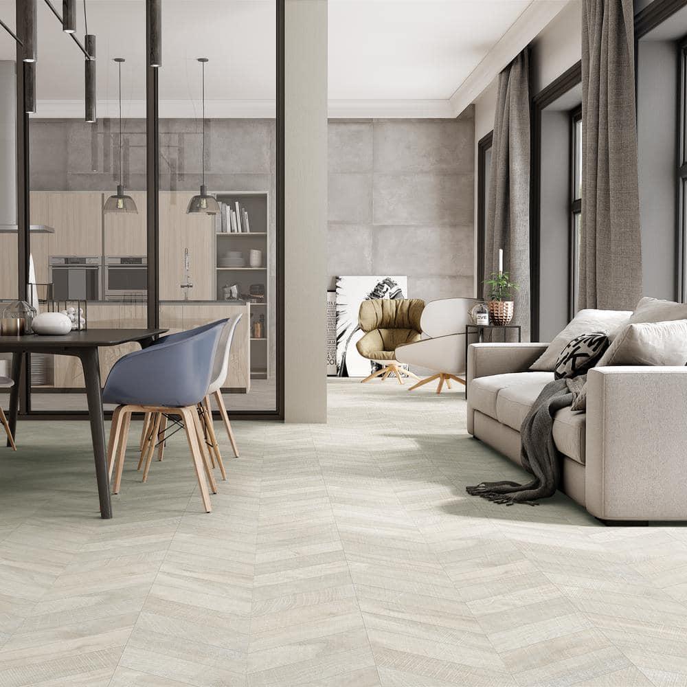 Chevron 24 in. x 48 in. Matte Porcelain Floor and Wall Tile (15.49 Sq. Ft. / Case)