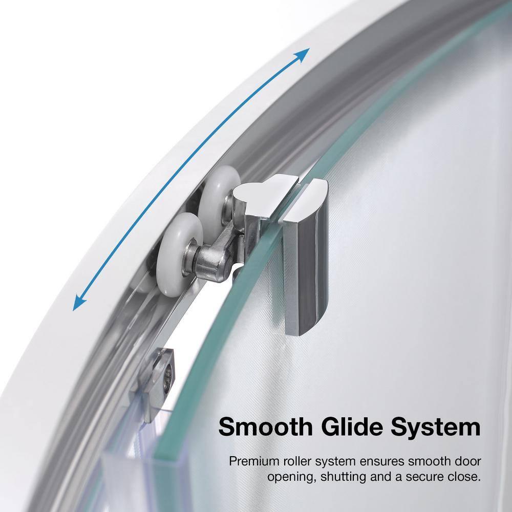 Ove Decors OVE Decors Breeze Premium 33 in. Round Shower Kit w/ Frosted, Base in Chrome Finish BREEZE 32 FROSTED GLASS KIT