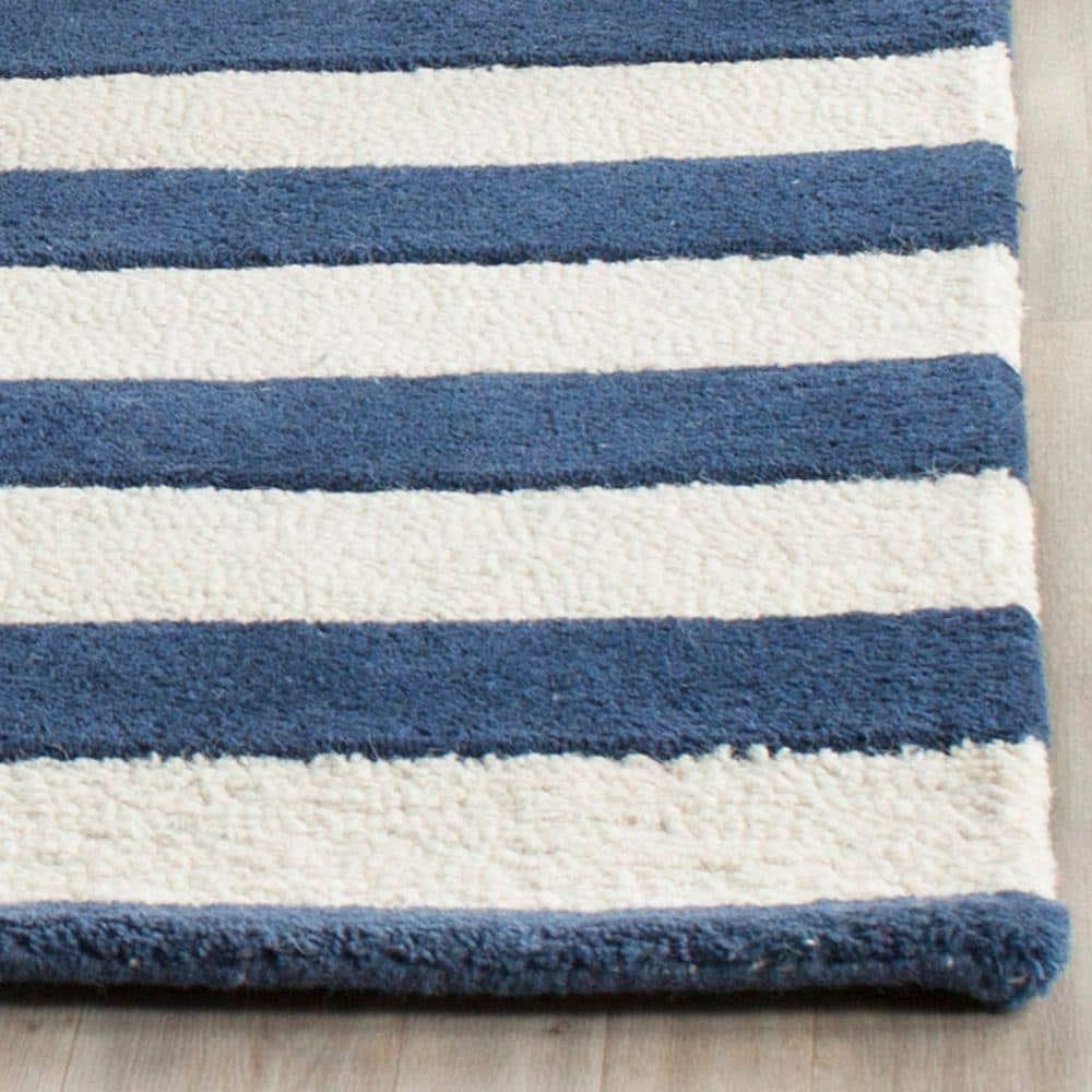 SAFAVIEH Cambridge Keaton Striped Wool Area Rug, Navy/Ivory, 4' x 6'