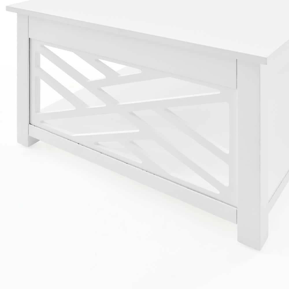Alaterre Furniture Coventry 36 in. Solid Pine Wood Coffee Table, Traditional to Modern Design, Open-Detailing Accent Furniture, White