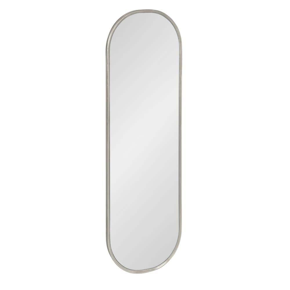 Kate and Laurel Caskill Modern Capsule Panel Mirror, 16 x 48, Silver, Decorative Oval Full Length Accent Mirror for Wall