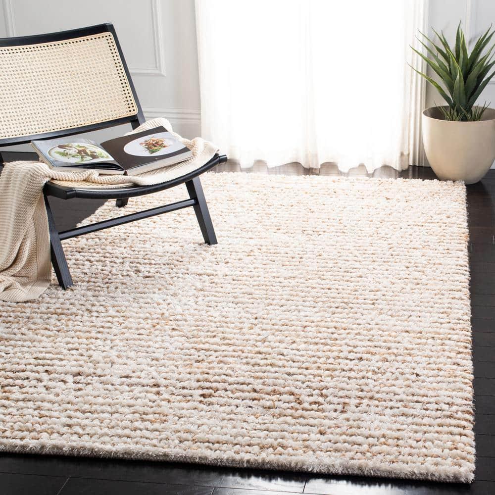 Classic Shag SG640 Hand Woven Area Rug - White/Beige - 4'x6' - Safavieh.