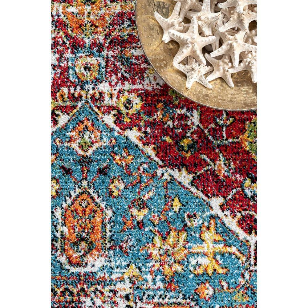 Nuloom Indoor/Outdoor Transitional Medallion Muriel Patio Area Rug, 4' x 6', Multi