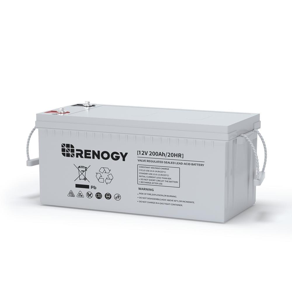Renogy Deep Cycle AGM Battery 12 Volt 200Ah, 2000A Max Discharge Current, Safe Charge Most Home Appliances for RV, Camping, Cabin, Marine and Off-Grid System, Maintenance-Free